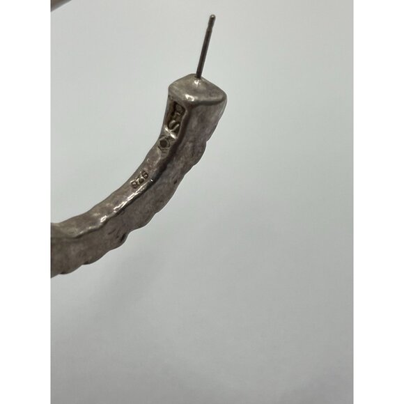 Sterling Silver Hoop Earrings With Blue Crystal Accents 925 Marked - Picture 9 of 9